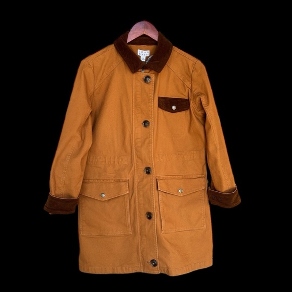 Joan Rivers Corduroy Trim Field Jacket Ginger Brown Utility Coat Size M - Picture 2 of 14